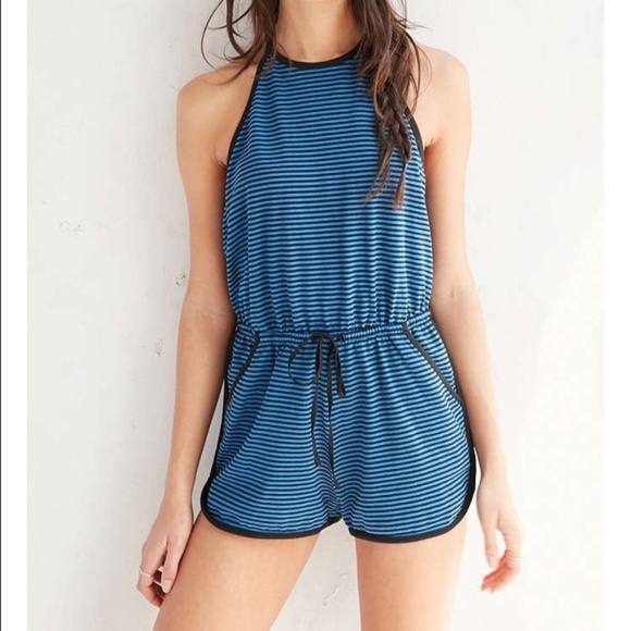 BDG Blue and Black Striped Romper - Picture 1 of 3